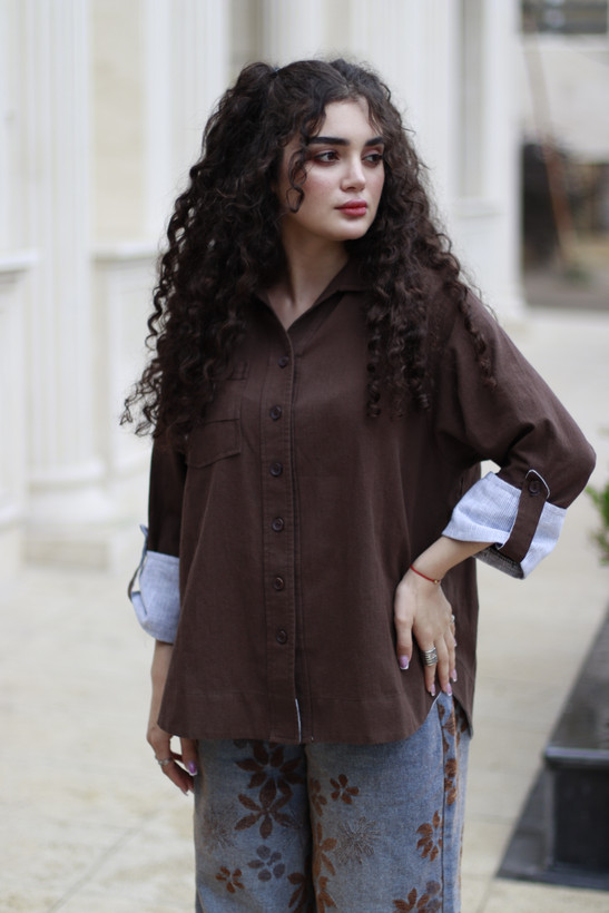 شومیز مانتویی مدل اسپرسو