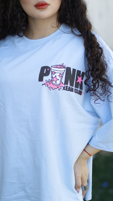 تیشرت دخترانه اورسایز مدل PINK CLUB