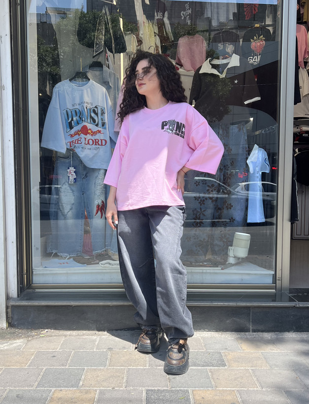 تیشرت دخترانه اورسایز مدل PINK CLUB