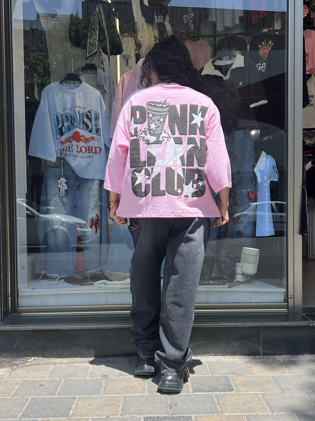 تیشرت دخترانه اورسایز مدل PINK CLUB